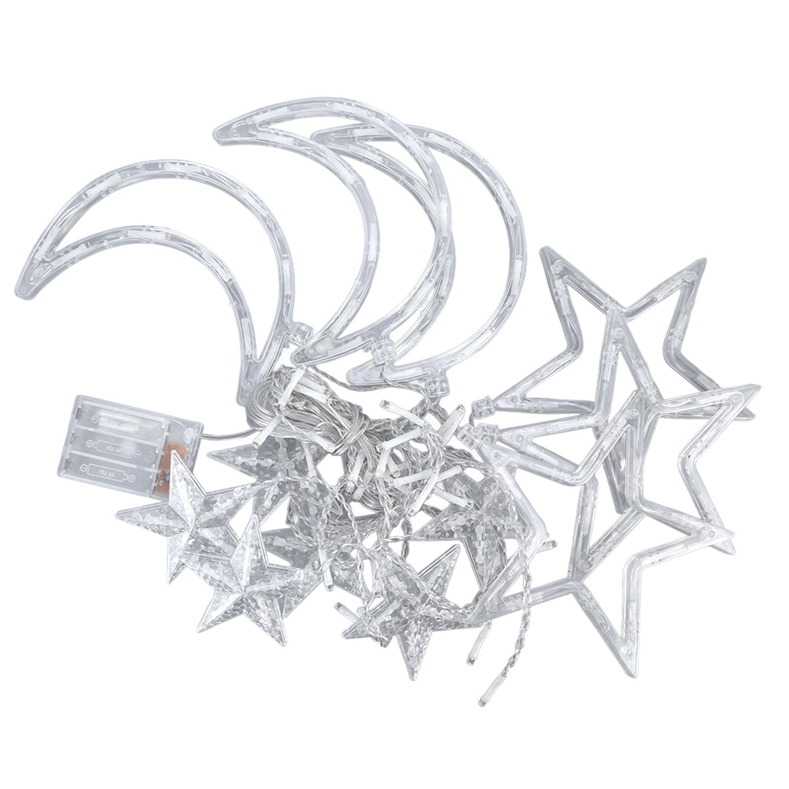 Star Moon Curtain String Lights Romantic Ambience Battery Powered 126 LED Ramadan Curtain Lights for Weddings V1294-YM0523-3119220030611