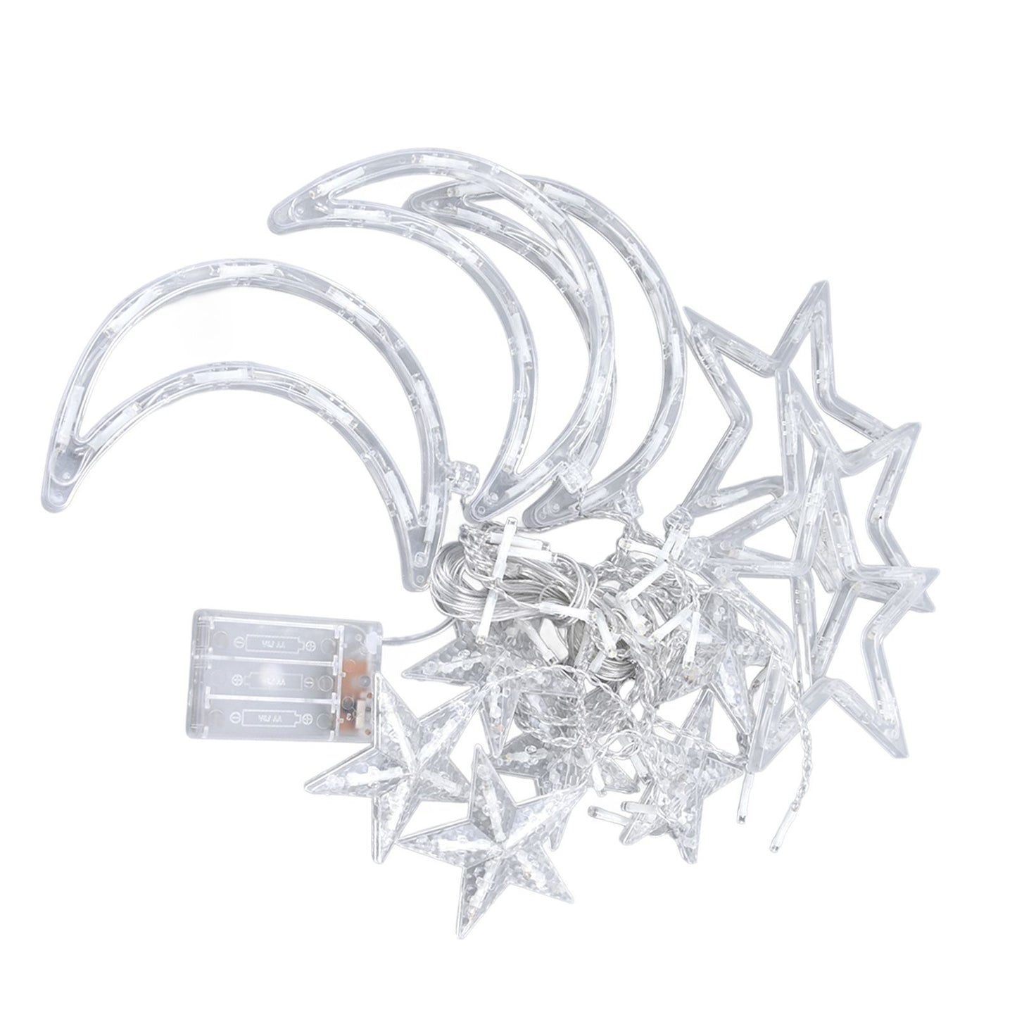 Star Moon Curtain String Lights Romantic Ambience Battery Powered 126 LED Ramadan Curtain Lights for Weddings V1294-YM0523-3119220030611