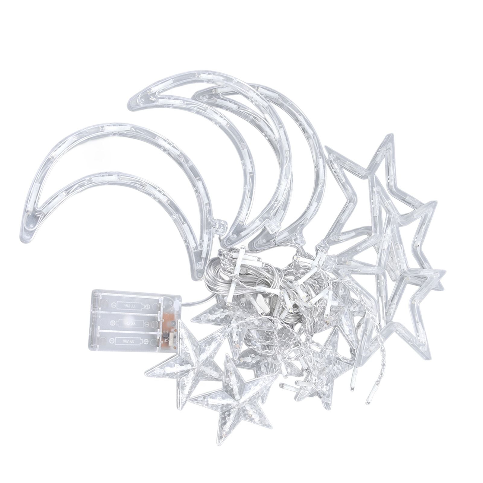 Star Moon Curtain String Lights Romantic Ambience Battery Powered 126 LED Ramadan Curtain Lights for Weddings V1294-YM0523-3119220030611