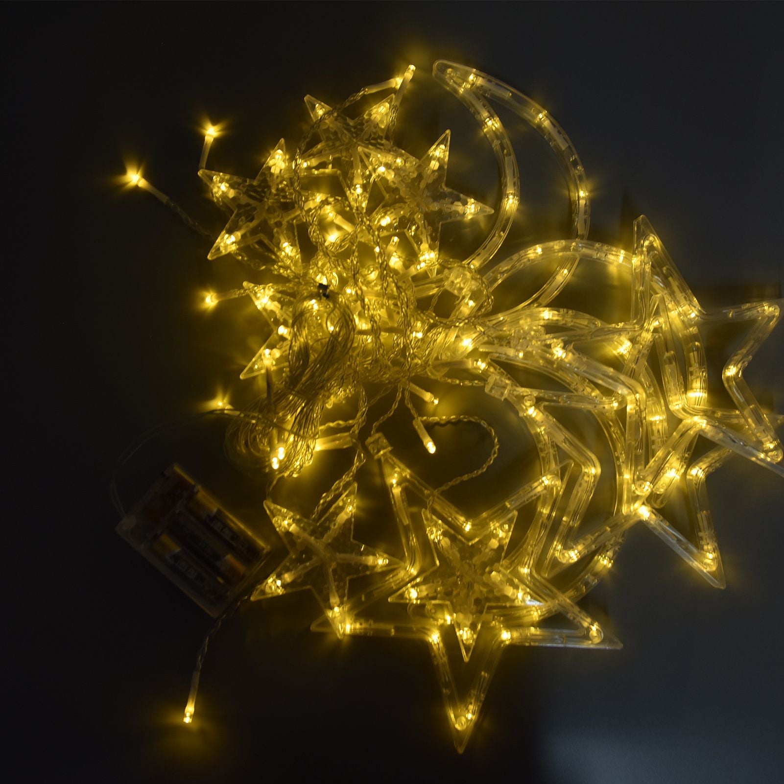 Star Moon Curtain String Lights Romantic Ambience Battery Powered 126 LED Ramadan Curtain Lights for Weddings V1294-YM0523-3119220030611