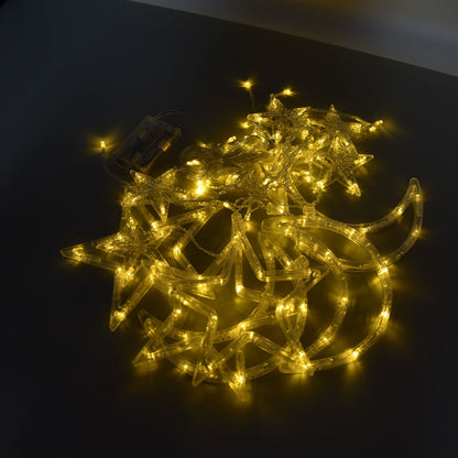 Star Moon Curtain String Lights Romantic Ambience Battery Powered 126 LED Ramadan Curtain Lights for Weddings V1294-YM0523-3119220030611