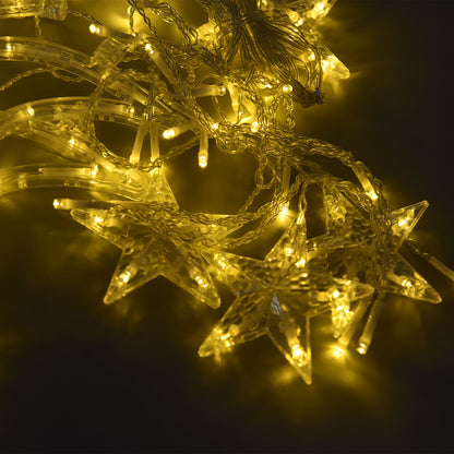 Star Moon Curtain String Lights Romantic Ambience Battery Powered 126 LED Ramadan Curtain Lights for Weddings V1294-YM0523-3119220030611