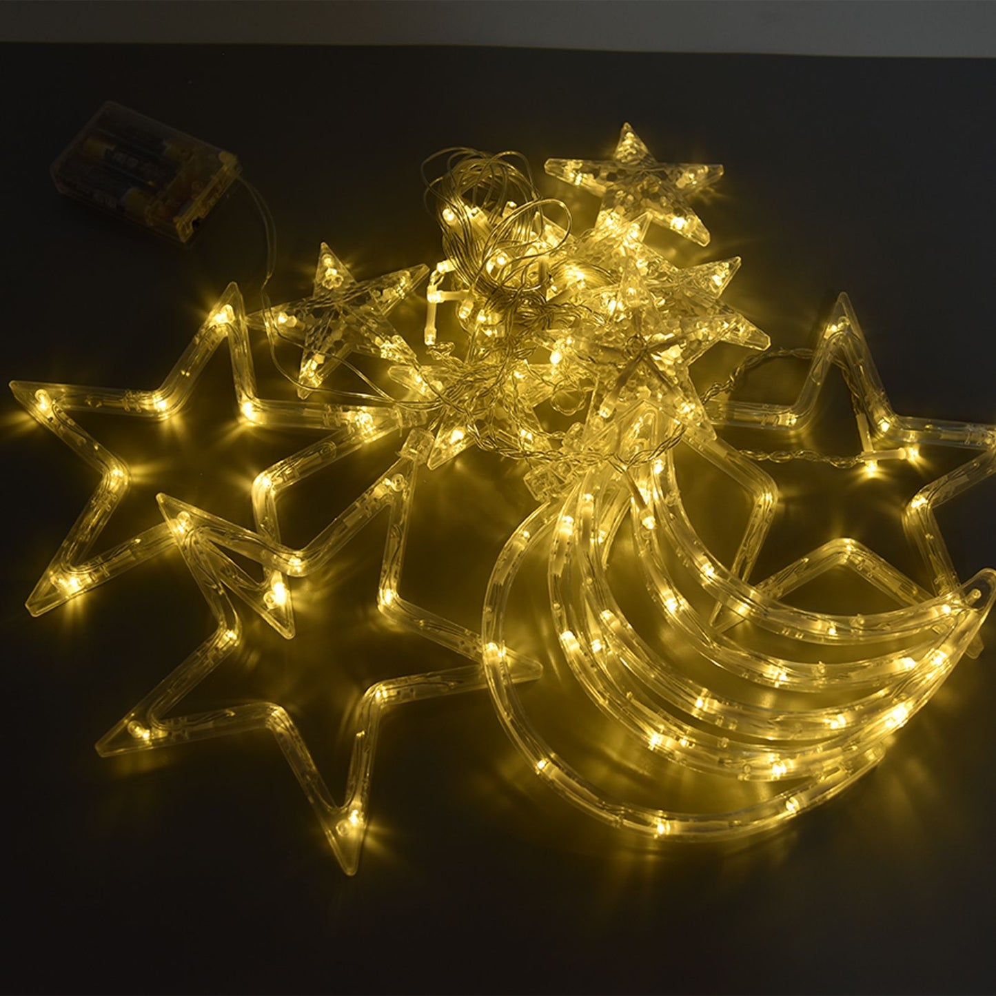 Star Moon Curtain String Lights Romantic Ambience 2 Lighting Modes 126 LED Ramadan Curtain Lights for V1294-YM0523-3119220030711