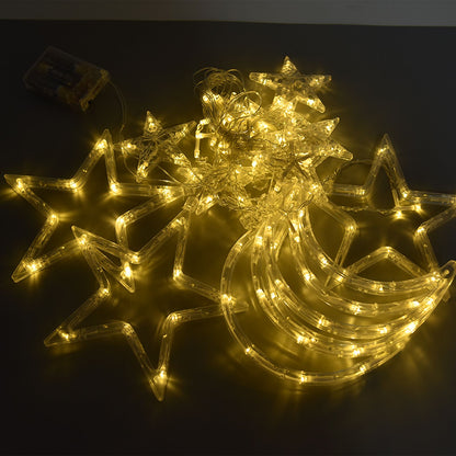 Star Moon Curtain String Lights Romantic Ambience 2 Lighting Modes 126 LED Ramadan Curtain Lights for V1294-YM0523-3119220030711