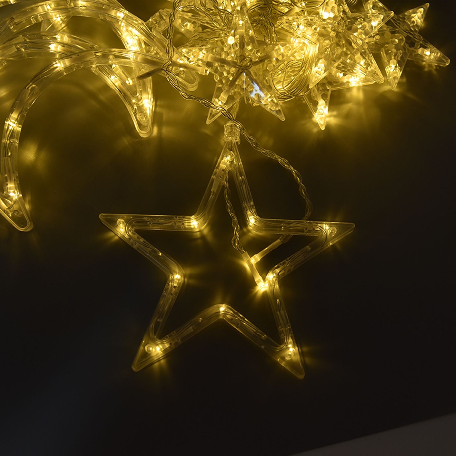 Star Moon Curtain String Lights Romantic Ambience 2 Lighting Modes 126 LED Ramadan Curtain Lights for V1294-YM0523-3119220030711