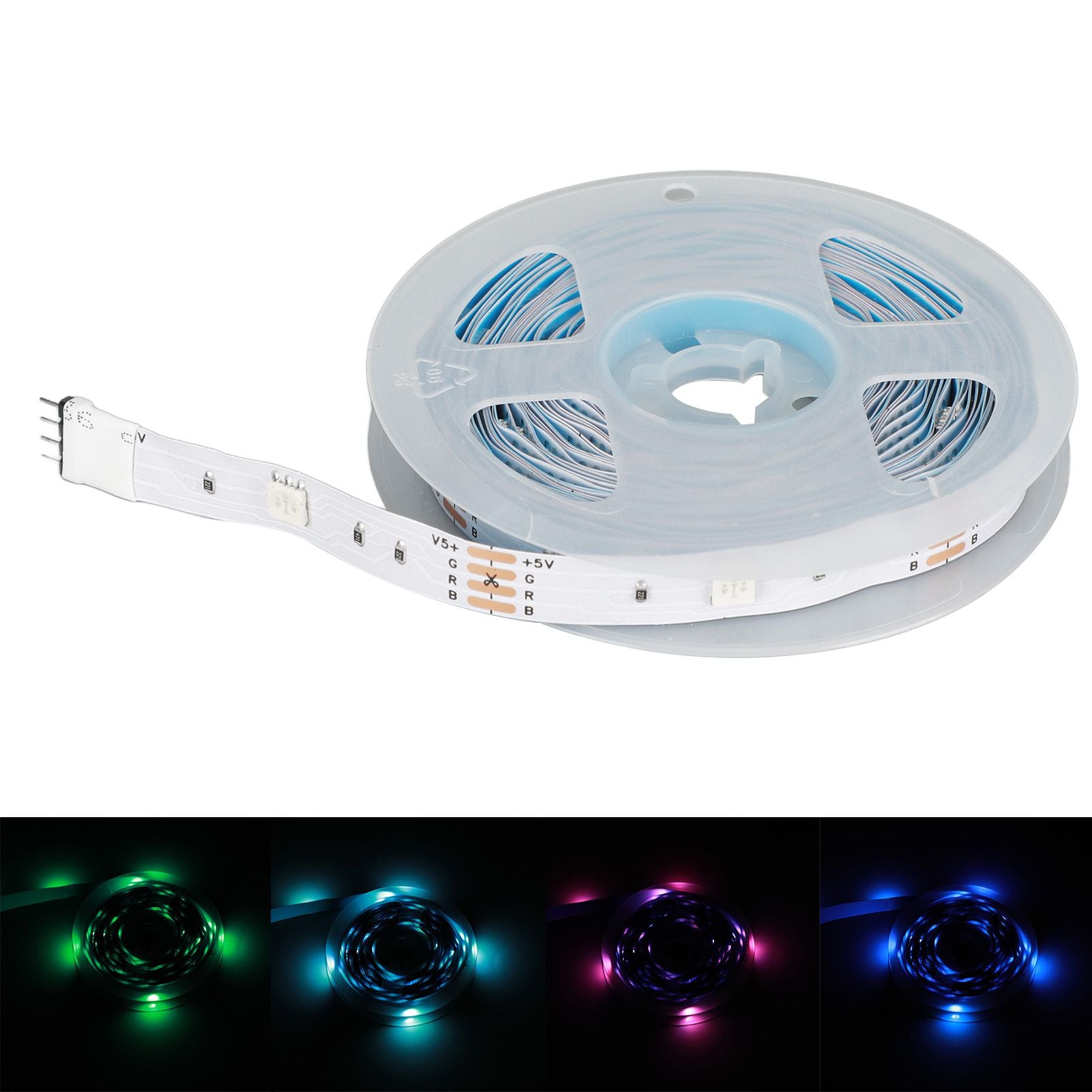 RGB LED Strip Lights Press Button Control 5V LED Lights with 3 Button Functions for Bedroom Kitchen Party V1294-YM0523-3119220030915