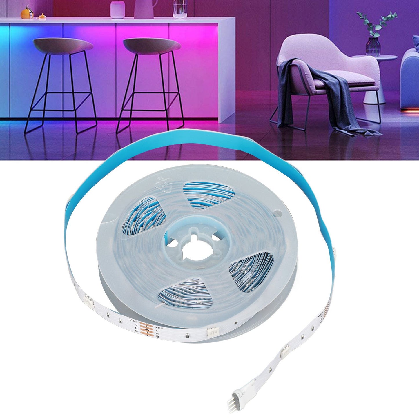 RGB LED Strip Lights Press Button Control 5V LED Lights with 3 Button Functions for Bedroom Kitchen Party V1294-YM0523-3119220030915
