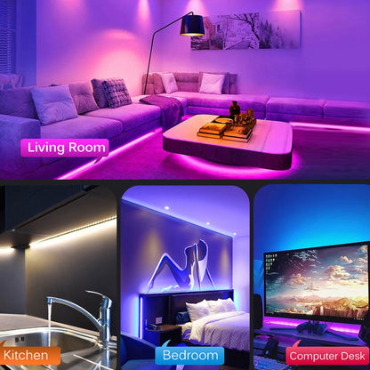 RGB LED Strip Lights Press Button Control 5V LED Lights with 3 Button Functions for Bedroom Kitchen Party V1294-YM0523-3119220030915