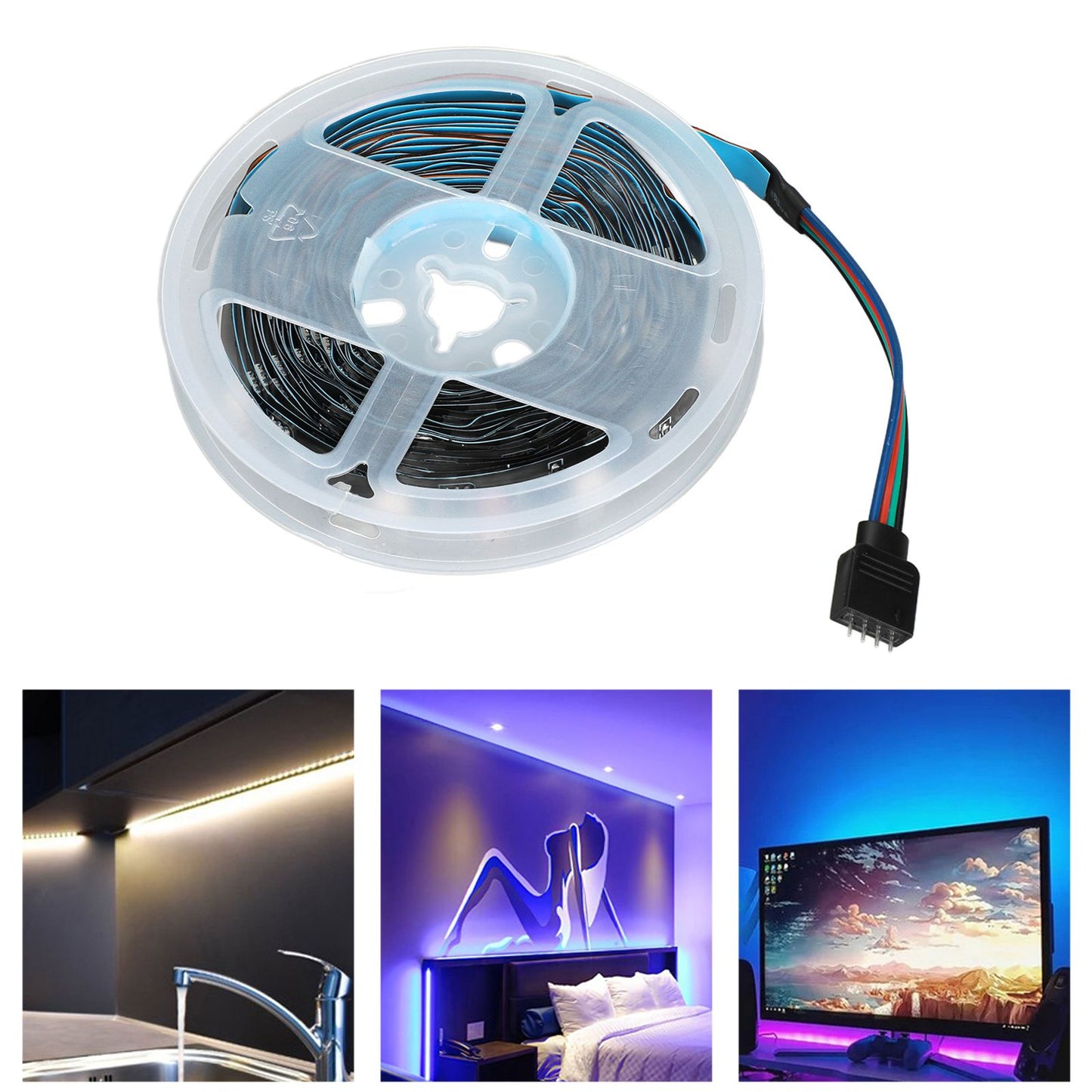 RGB Strip Lights 5V USB LED Strip Lights with 3 Button Functions for Bedroom Club Hotel Hall Corridor4m / V1294-YM0523-3119220031014