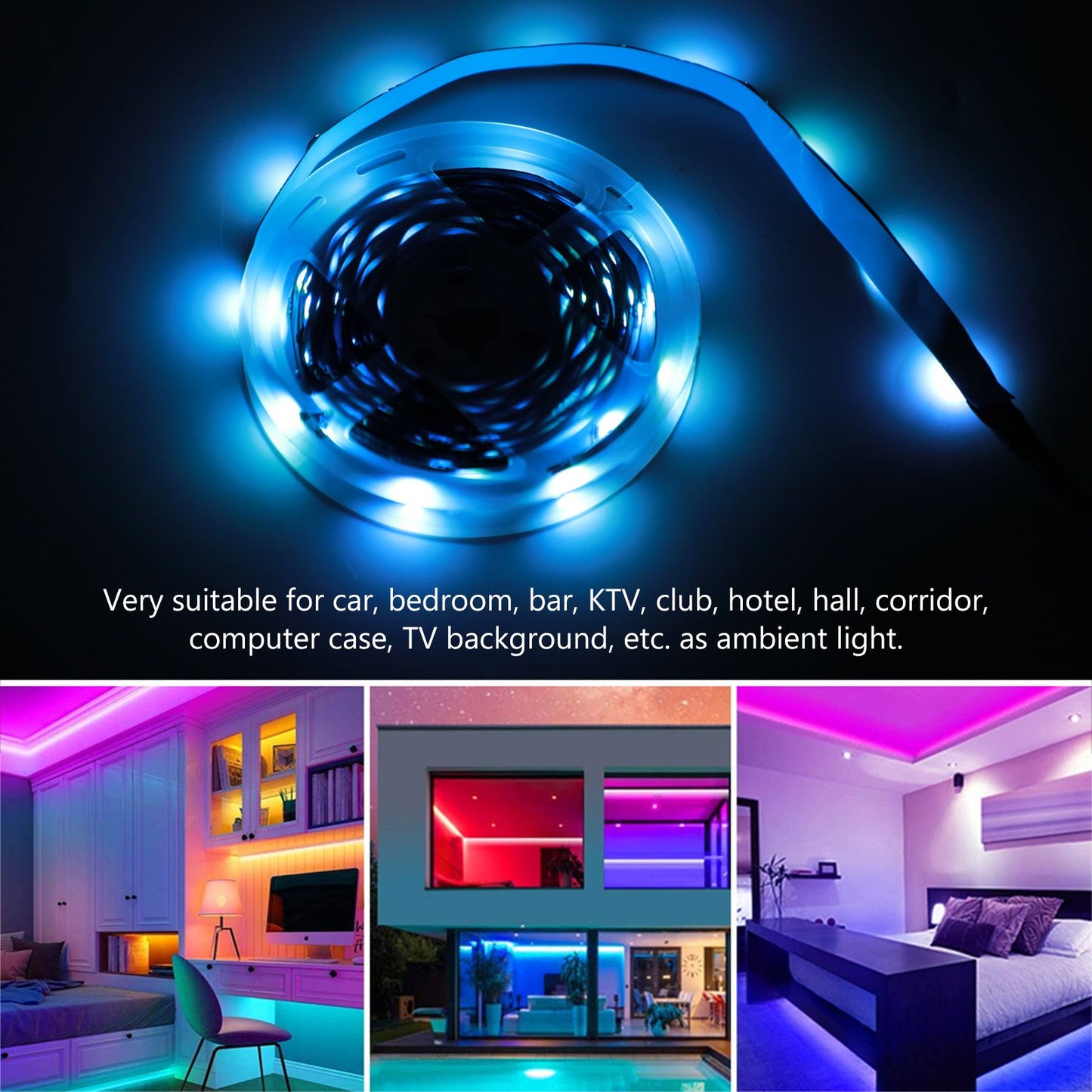 RGB Strip Lights 5V USB LED Strip Lights with 3 Button Functions for Bedroom Club Hotel Hall Corridor4m / V1294-YM0523-3119220031014