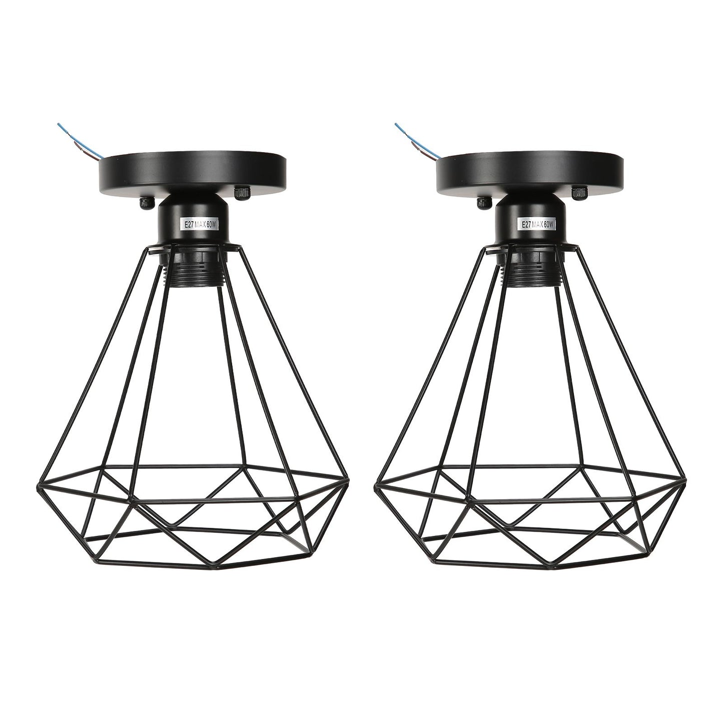 Ceiling Light Cage Guard Cover with Lamp Holder Base Vintage Industrial Style for E27 Bulbs V1294-YM0523-3119220032811