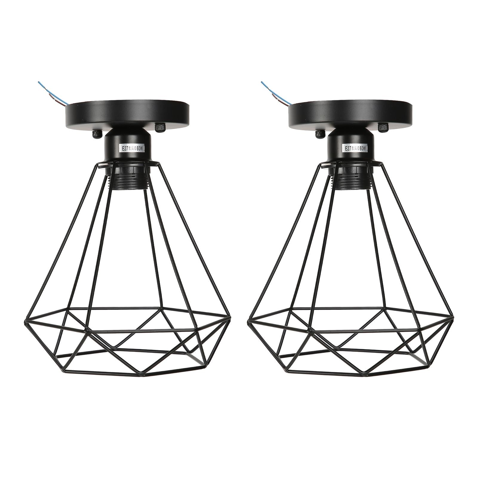 Ceiling Light Cage Guard Cover with Lamp Holder Base Vintage Industrial Style for E27 Bulbs V1294-YM0523-3119220032811