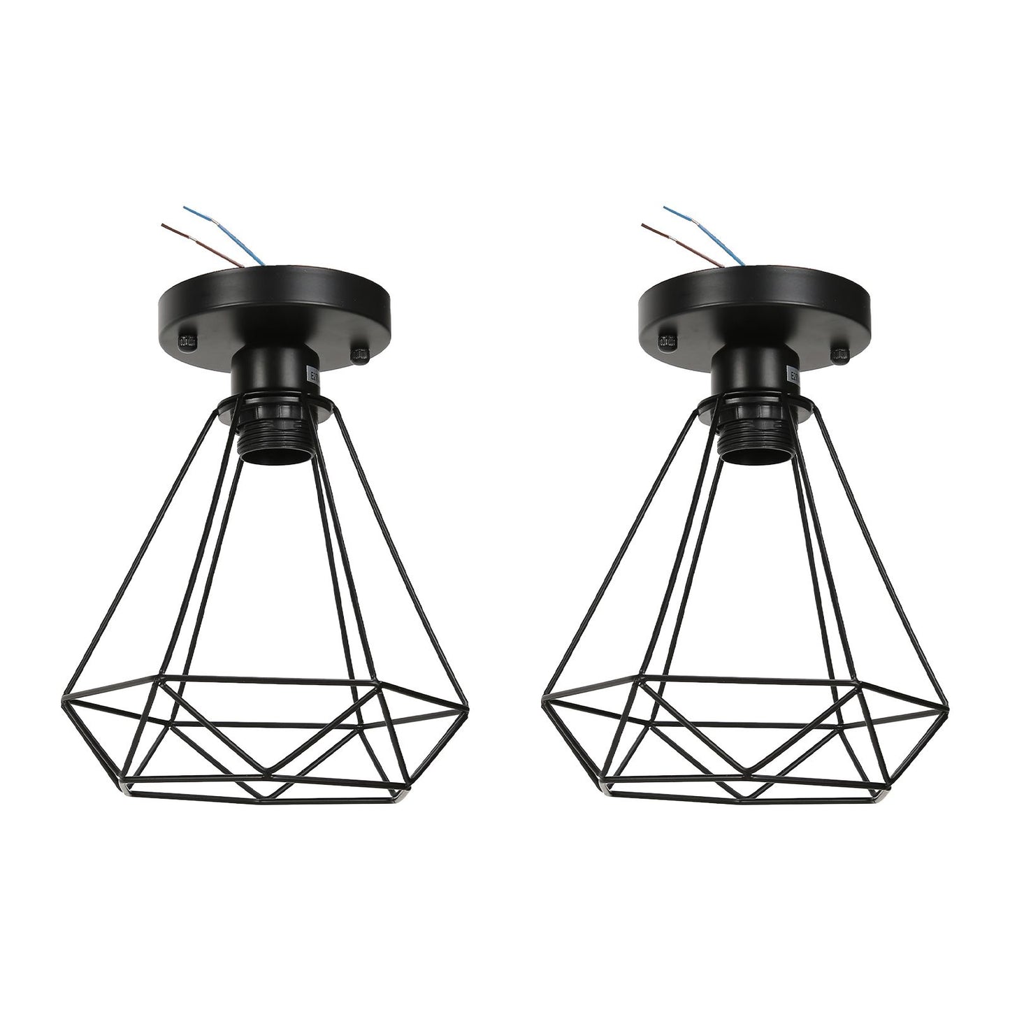 Ceiling Light Cage Guard Cover with Lamp Holder Base Vintage Industrial Style for E27 Bulbs V1294-YM0523-3119220032811