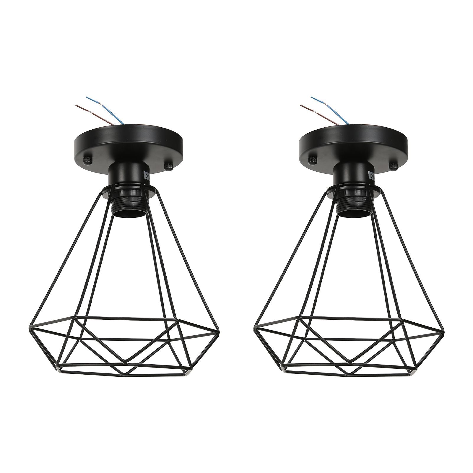 Ceiling Light Cage Guard Cover with Lamp Holder Base Vintage Industrial Style for E27 Bulbs V1294-YM0523-3119220032811