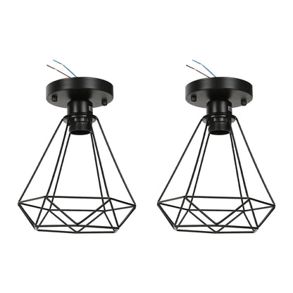 Ceiling Light Cage Guard Cover with Lamp Holder Base Vintage Industrial Style for E27 Bulbs V1294-YM0523-3119220032811