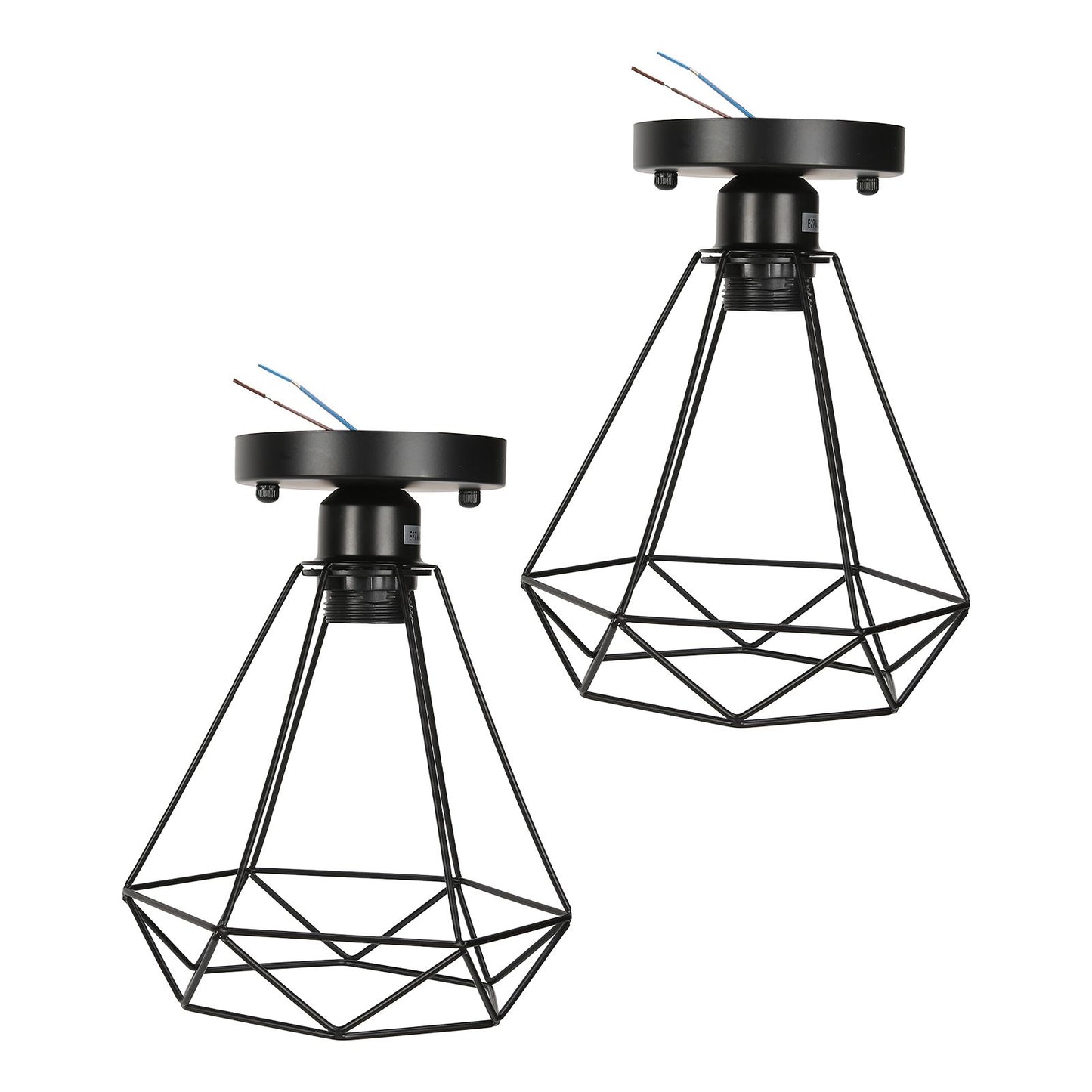 Ceiling Light Cage Guard Cover with Lamp Holder Base Vintage Industrial Style for E27 Bulbs V1294-YM0523-3119220032811