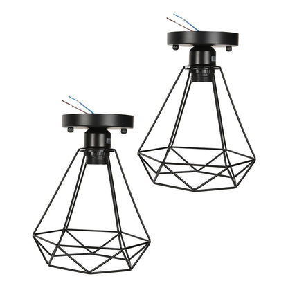 Ceiling Light Cage Guard Cover with Lamp Holder Base Vintage Industrial Style for E27 Bulbs V1294-YM0523-3119220032811