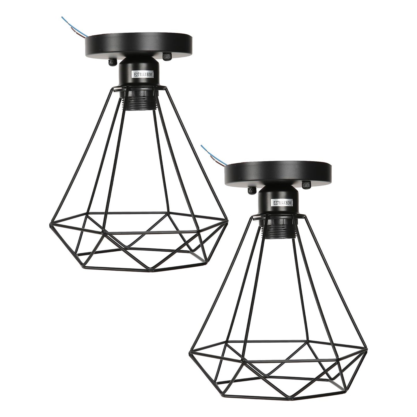 Ceiling Light Cage Guard Cover with Lamp Holder Base Vintage Industrial Style for E27 Bulbs V1294-YM0523-3119220032811