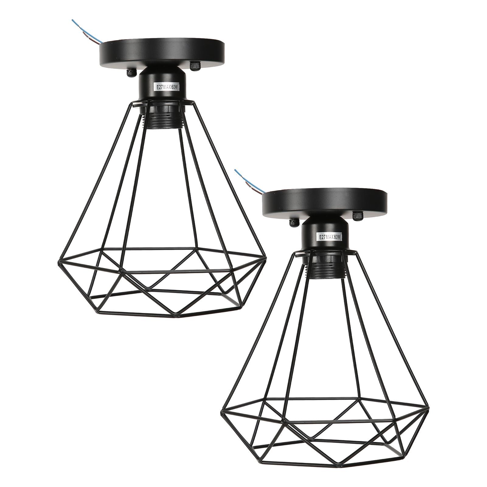 Ceiling Light Cage Guard Cover with Lamp Holder Base Vintage Industrial Style for E27 Bulbs V1294-YM0523-3119220032811