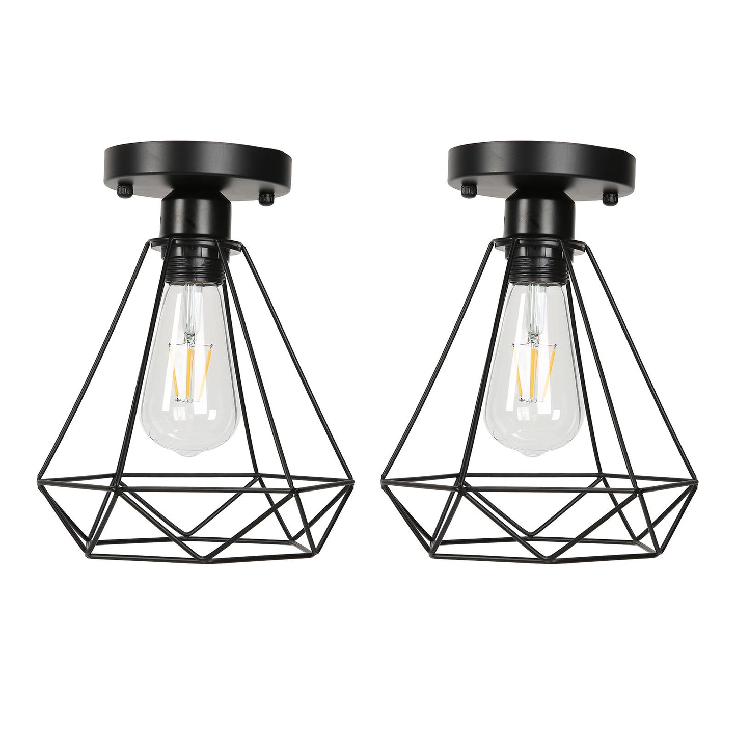 Ceiling Light Cage Guard Cover with Lamp Holder Base Vintage Industrial Style for E27 Bulbs V1294-YM0523-3119220032811