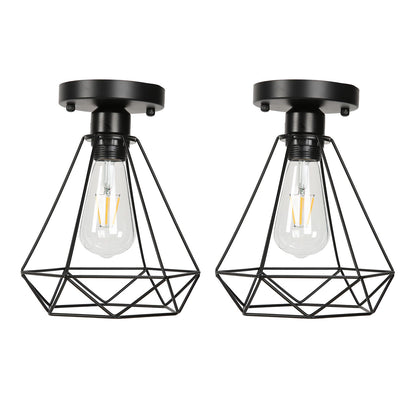 Ceiling Light Cage Guard Cover with Lamp Holder Base Vintage Industrial Style for E27 Bulbs V1294-YM0523-3119220032811