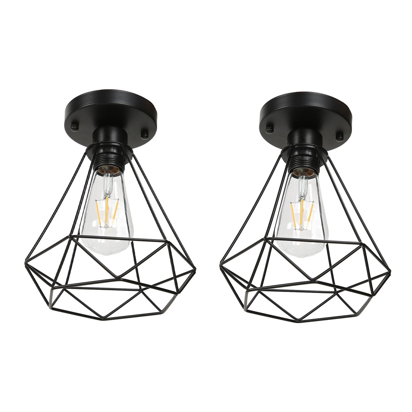 Ceiling Light Cage Guard Cover with Lamp Holder Base Vintage Industrial Style for E27 Bulbs V1294-YM0523-3119220032811