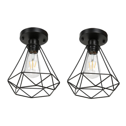 Ceiling Light Cage Guard Cover with Lamp Holder Base Vintage Industrial Style for E27 Bulbs V1294-YM0523-3119220032811