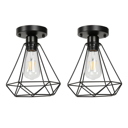 Ceiling Light Cage Guard Cover with Lamp Holder Base Vintage Industrial Style for E27 Bulbs V1294-YM0523-3119220032811
