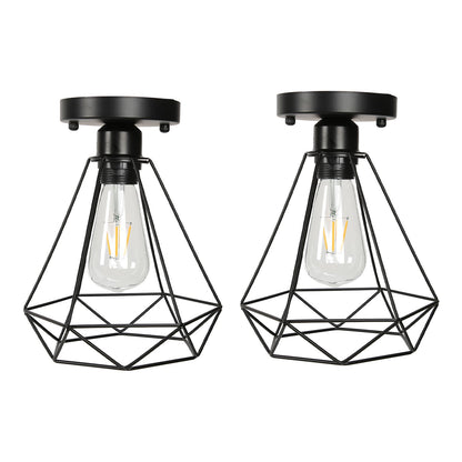 Ceiling Light Cage Guard Cover with Lamp Holder Base Vintage Industrial Style for E27 Bulbs V1294-YM0523-3119220032811