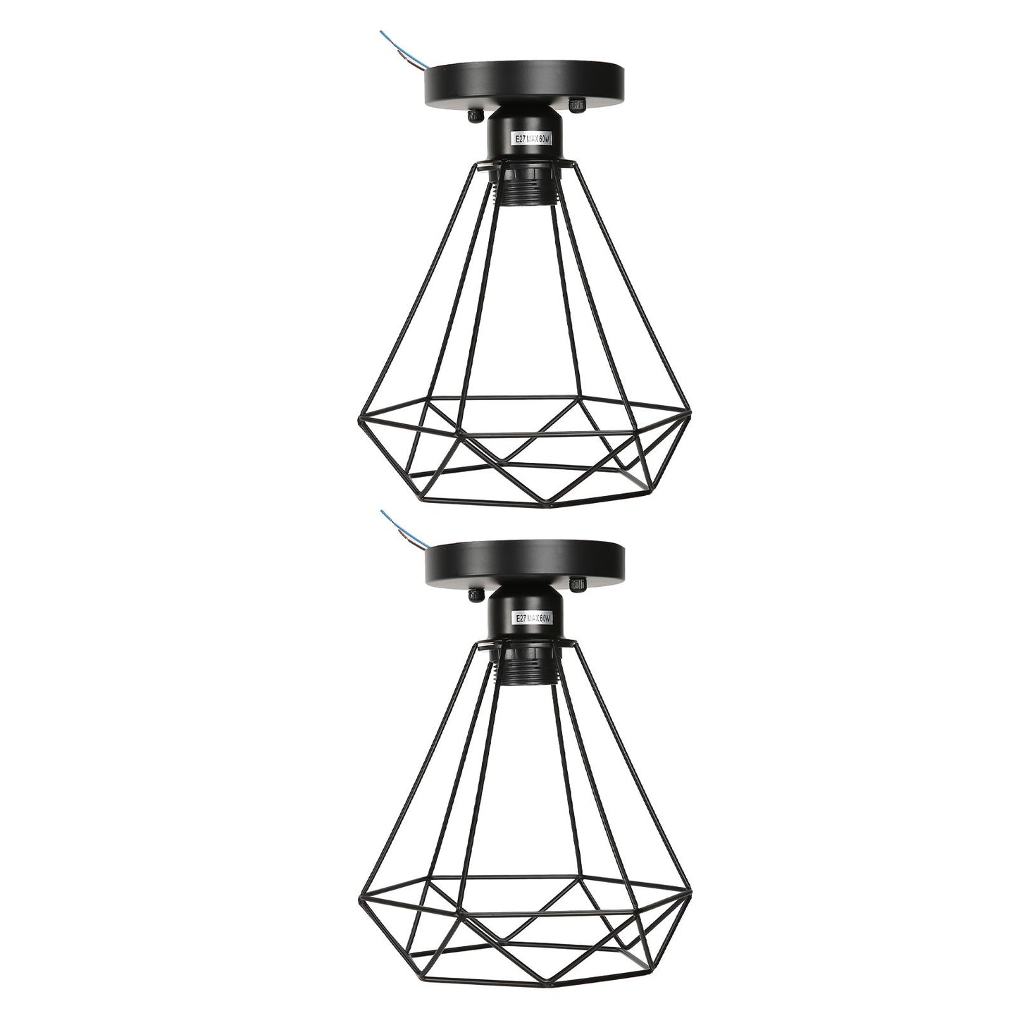 Ceiling Light Cage Guard Cover with Lamp Holder Base Vintage Industrial Style for E27 Bulbs V1294-YM0523-3119220032811