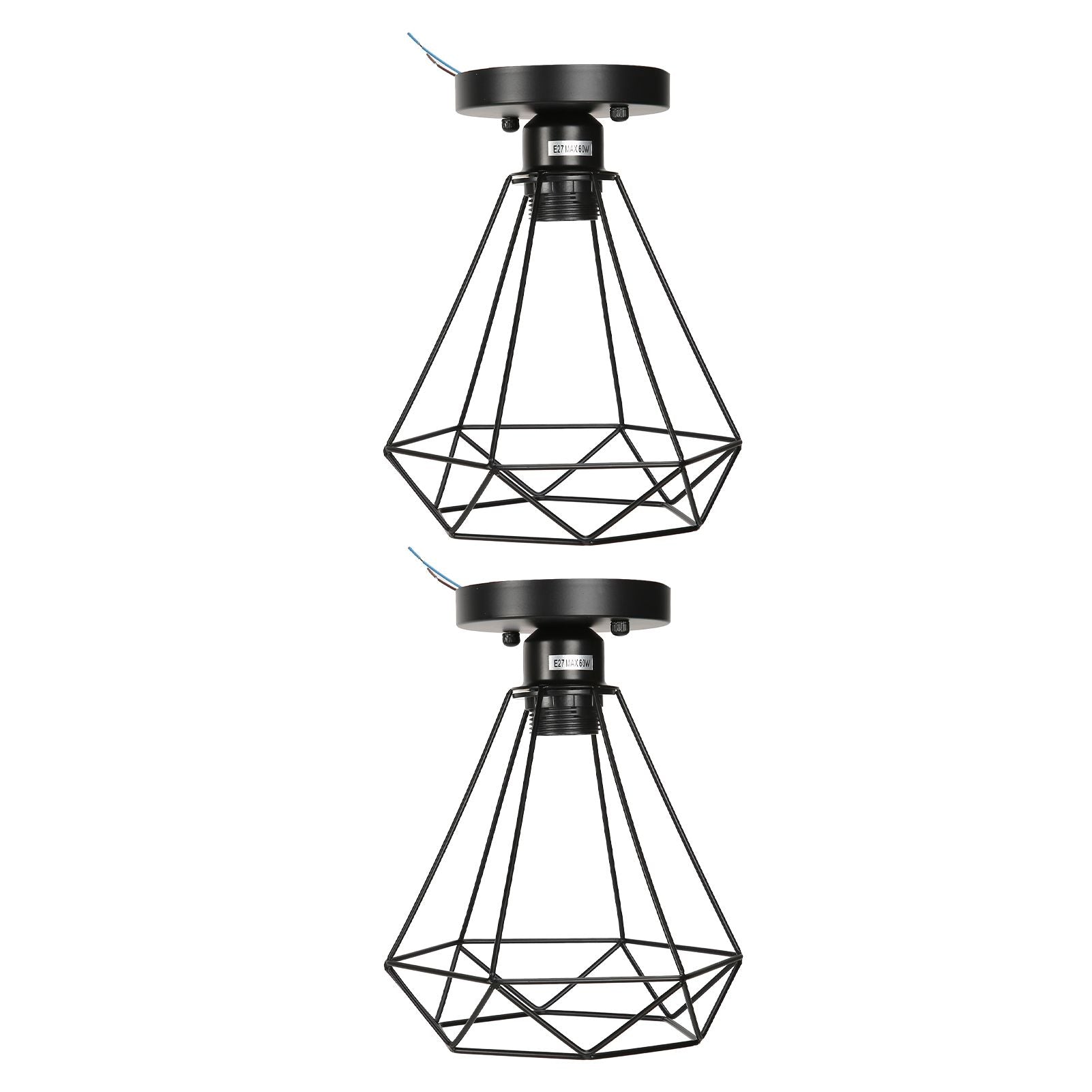 Ceiling Light Cage Guard Cover with Lamp Holder Base Vintage Industrial Style for E27 Bulbs V1294-YM0523-3119220032811