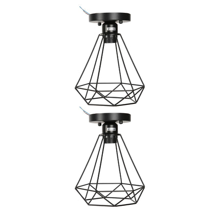 Ceiling Light Cage Guard Cover with Lamp Holder Base Vintage Industrial Style for E27 Bulbs V1294-YM0523-3119220032811