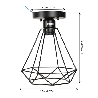 Ceiling Light Cage Guard Cover with Lamp Holder Base Vintage Industrial Style for E27 Bulbs V1294-YM0523-3119220032811