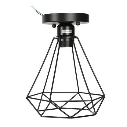 Ceiling Light Cage Guard Cover with Lamp Holder Base Vintage Industrial Style for E27 Bulbs V1294-YM0523-3119220032811
