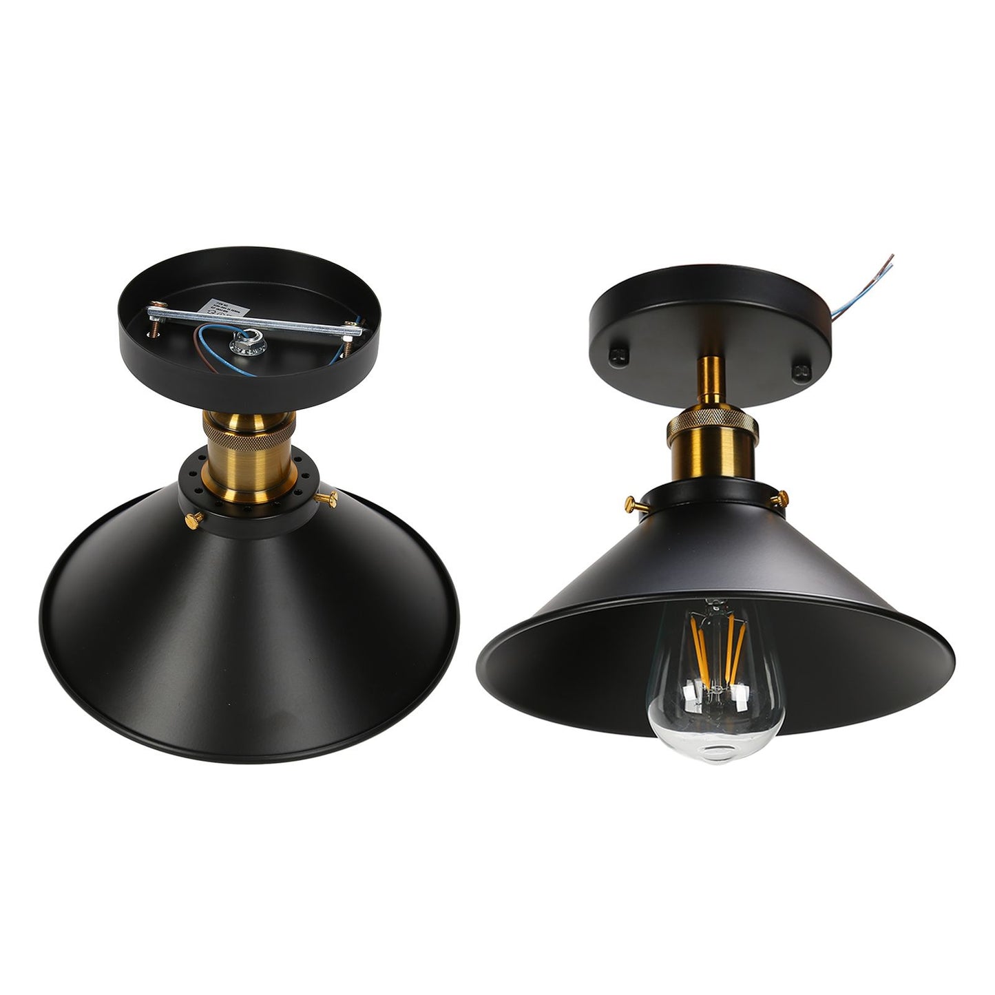 E27 Ceiling Light Industrial Black Wrought Iron Ceiling Lamp for Farm Kitchen Corridor 85-240V V1294-YM0523-3119220032911