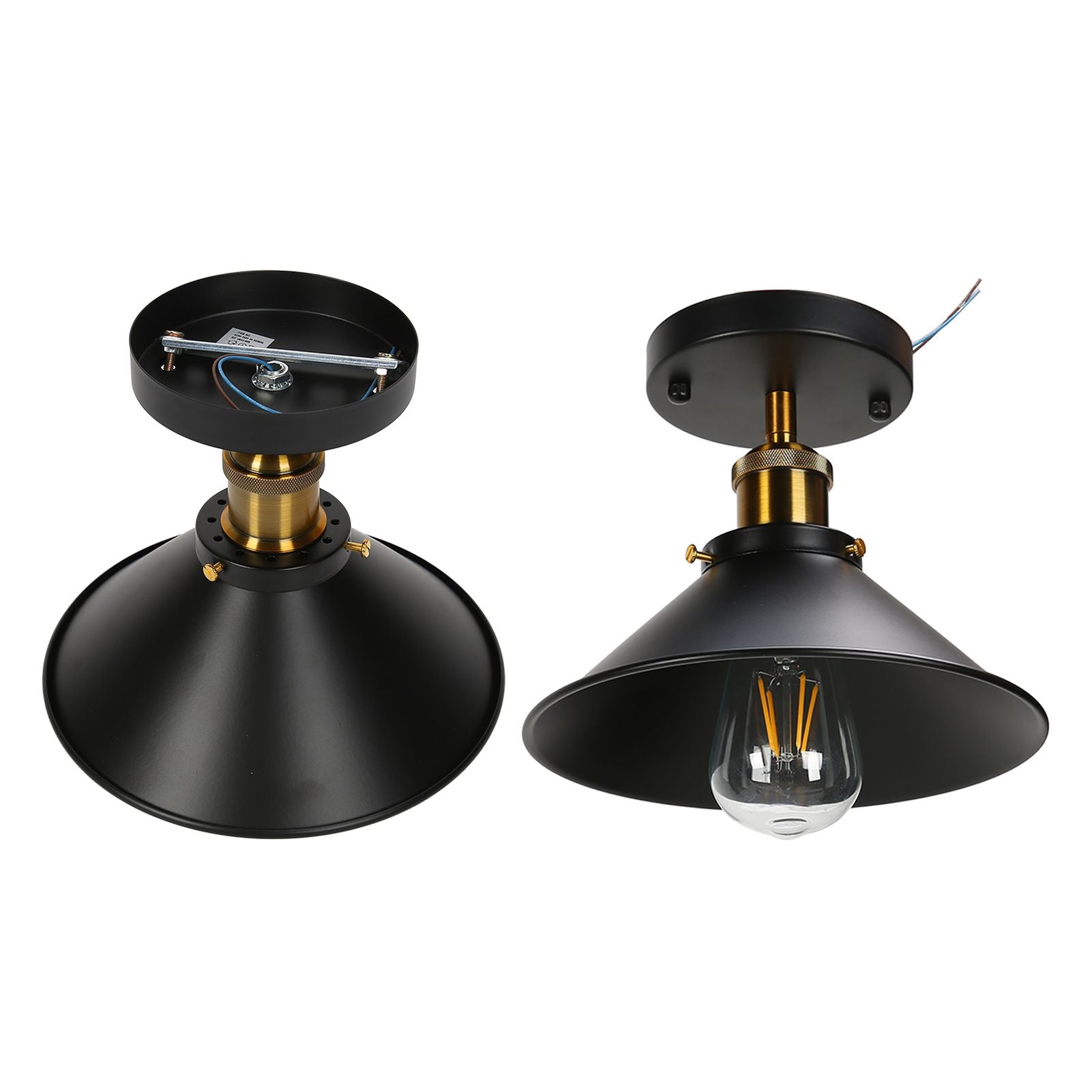 E27 Ceiling Light Industrial Black Wrought Iron Ceiling Lamp for Farm Kitchen Corridor 85-240V V1294-YM0523-3119220032911