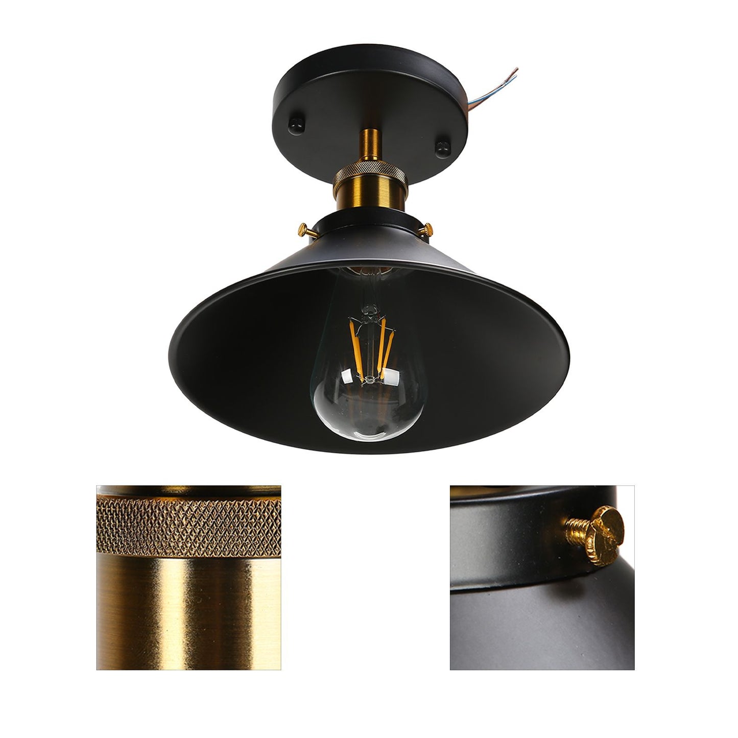 E27 Ceiling Light Industrial Black Wrought Iron Ceiling Lamp for Farm Kitchen Corridor 85-240V V1294-YM0523-3119220032911