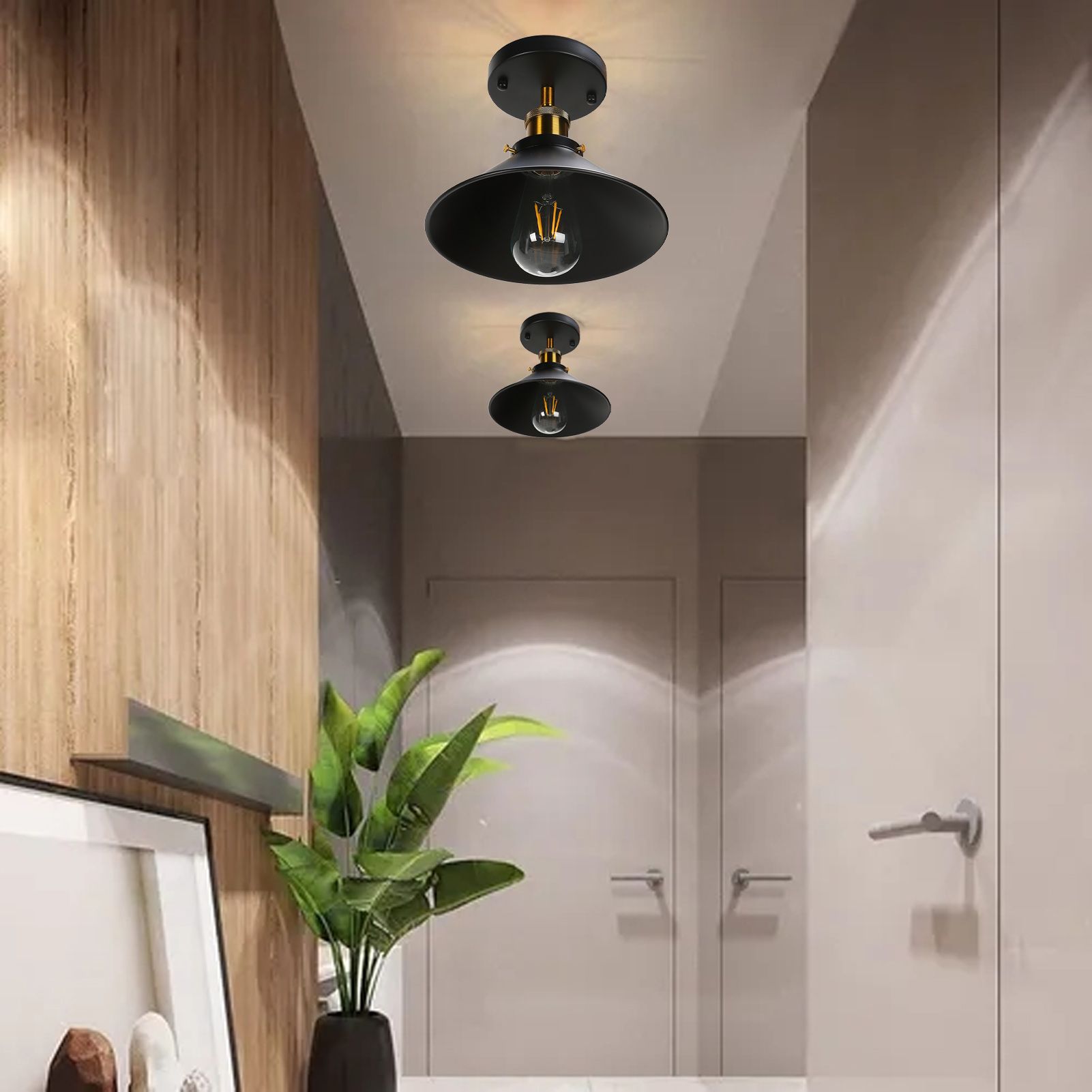 E27 Ceiling Light Industrial Black Wrought Iron Ceiling Lamp for Farm Kitchen Corridor 85-240V V1294-YM0523-3119220032911