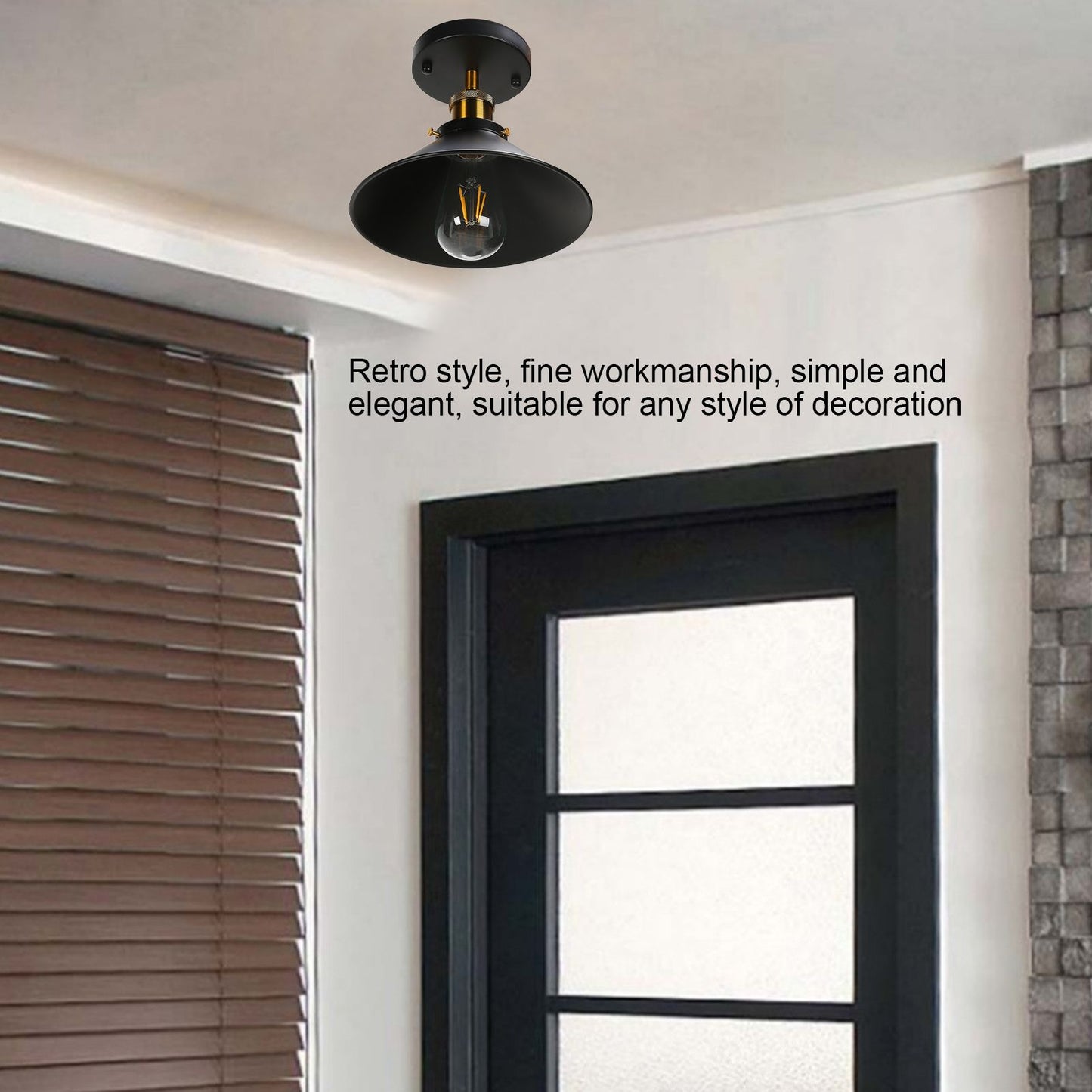 E27 Ceiling Light Industrial Black Wrought Iron Ceiling Lamp for Farm Kitchen Corridor 85-240V V1294-YM0523-3119220032911