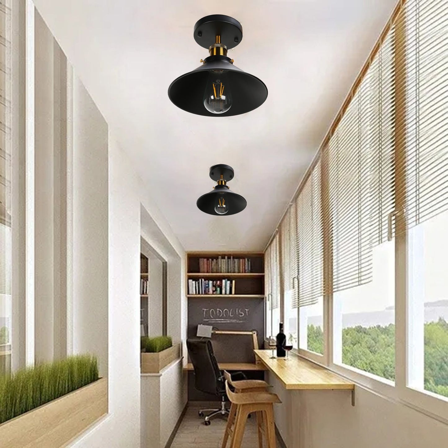 E27 Ceiling Light Industrial Black Wrought Iron Ceiling Lamp for Farm Kitchen Corridor 85-240V V1294-YM0523-3119220032911