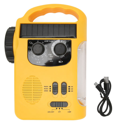 Hand Crank Solar Radio AM FM SW Emergency Radio with LED Flashlight Reading Light MP3 Player for Outdoor V1294-YM0523-3119220033811