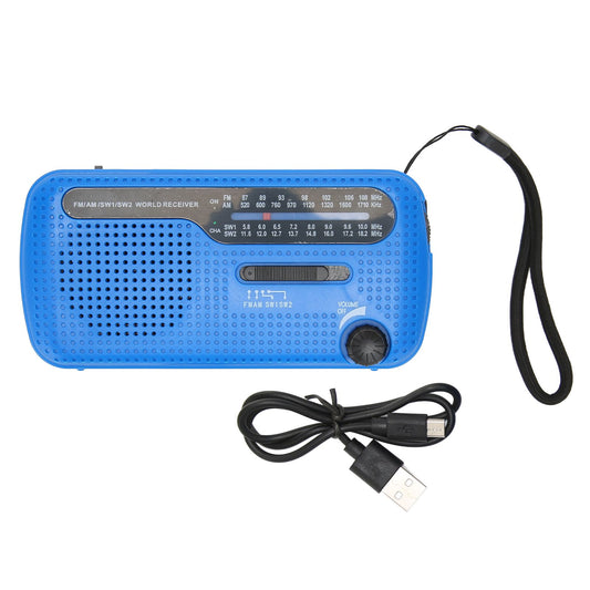 Hand Crank Solar Radio AM FM SW1 SW2 Camping LED Flashlight Multiband Camping Emergency Radio for OutdoorBlue V1294-YM0523-3119220034012