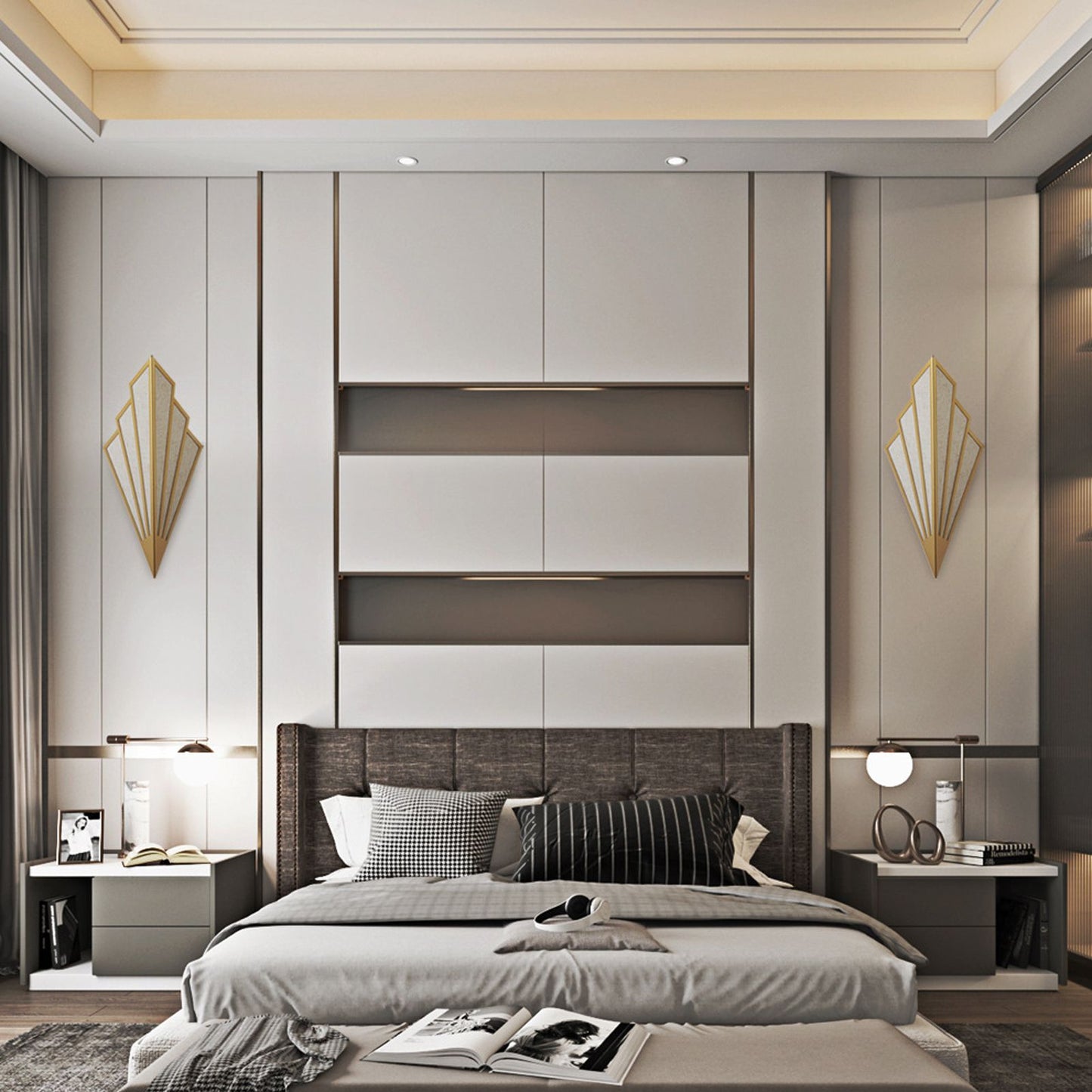Modern Fabric Wall Lamp E14 Wall Light LED Bedside Lamp for Household Hallway 110-220V V1294-YM0523-3119220035611