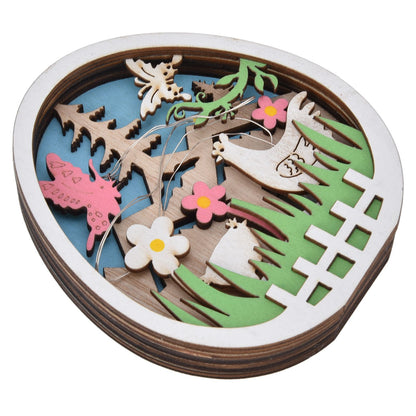LED Wooden Easter Eggs Turkey Pattern Natural Boxwood Easter Ornaments Wood Warm Light Wooden Easter Decor V1294-YM0523-3119220036211