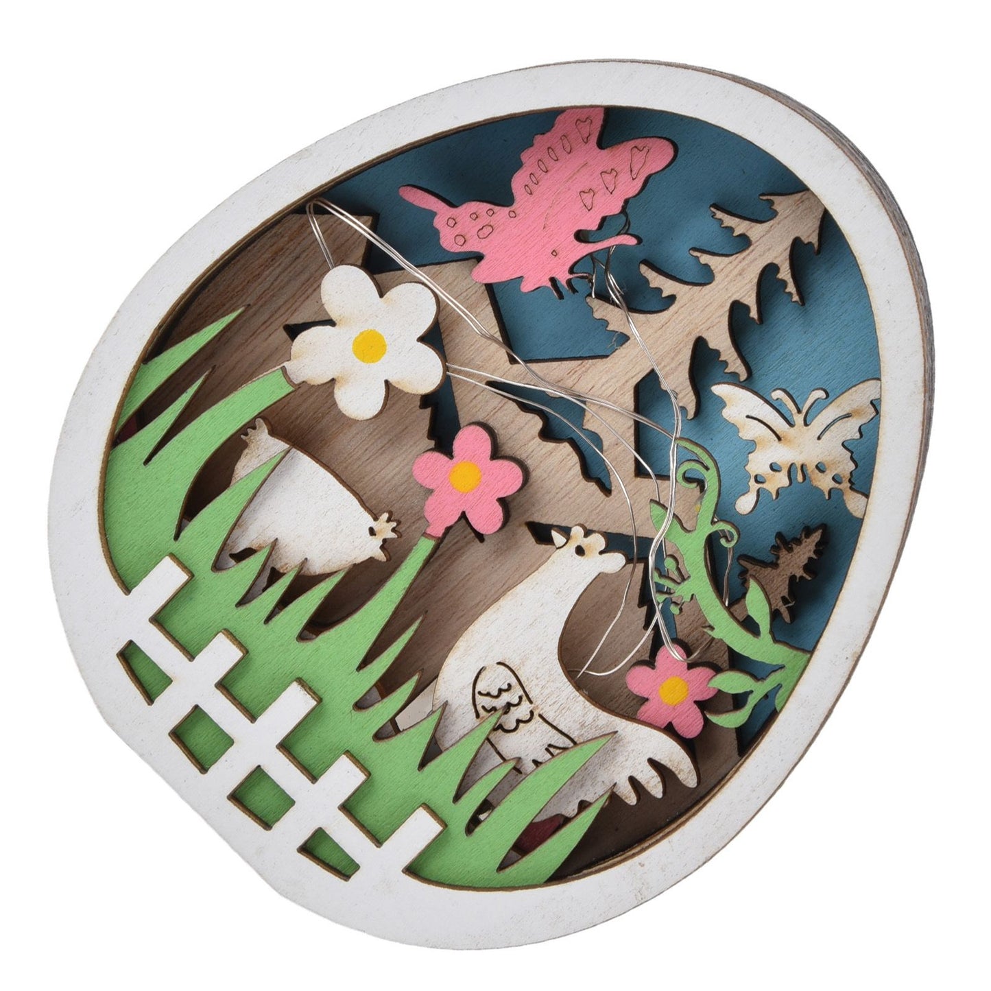 LED Wooden Easter Eggs Turkey Pattern Natural Boxwood Easter Ornaments Wood Warm Light Wooden Easter Decor V1294-YM0523-3119220036211