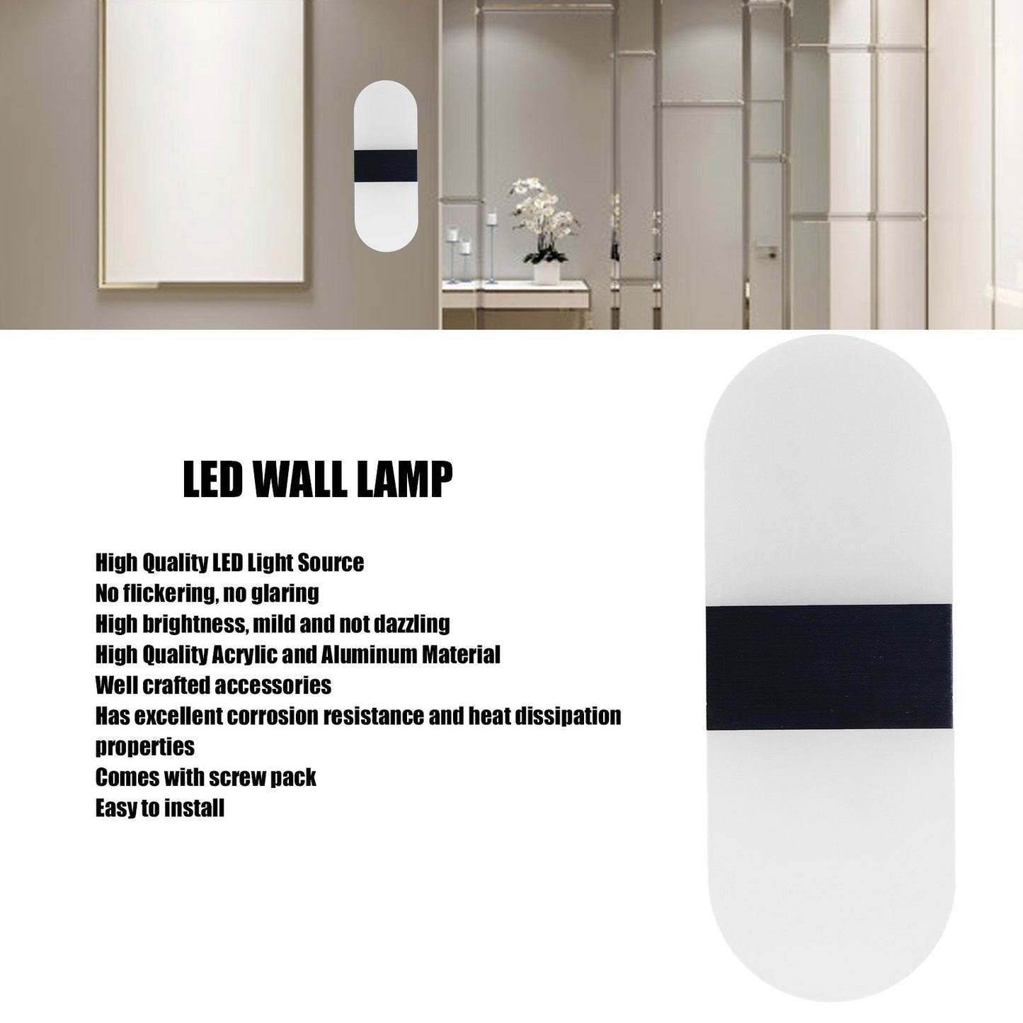 LED Wall Light Acrylic 360 degrees Up Down 6W Warm Modern Wall Lamp for Hallway Bedroom Restaurant 90-265V V1294-YM0523-3119220037111