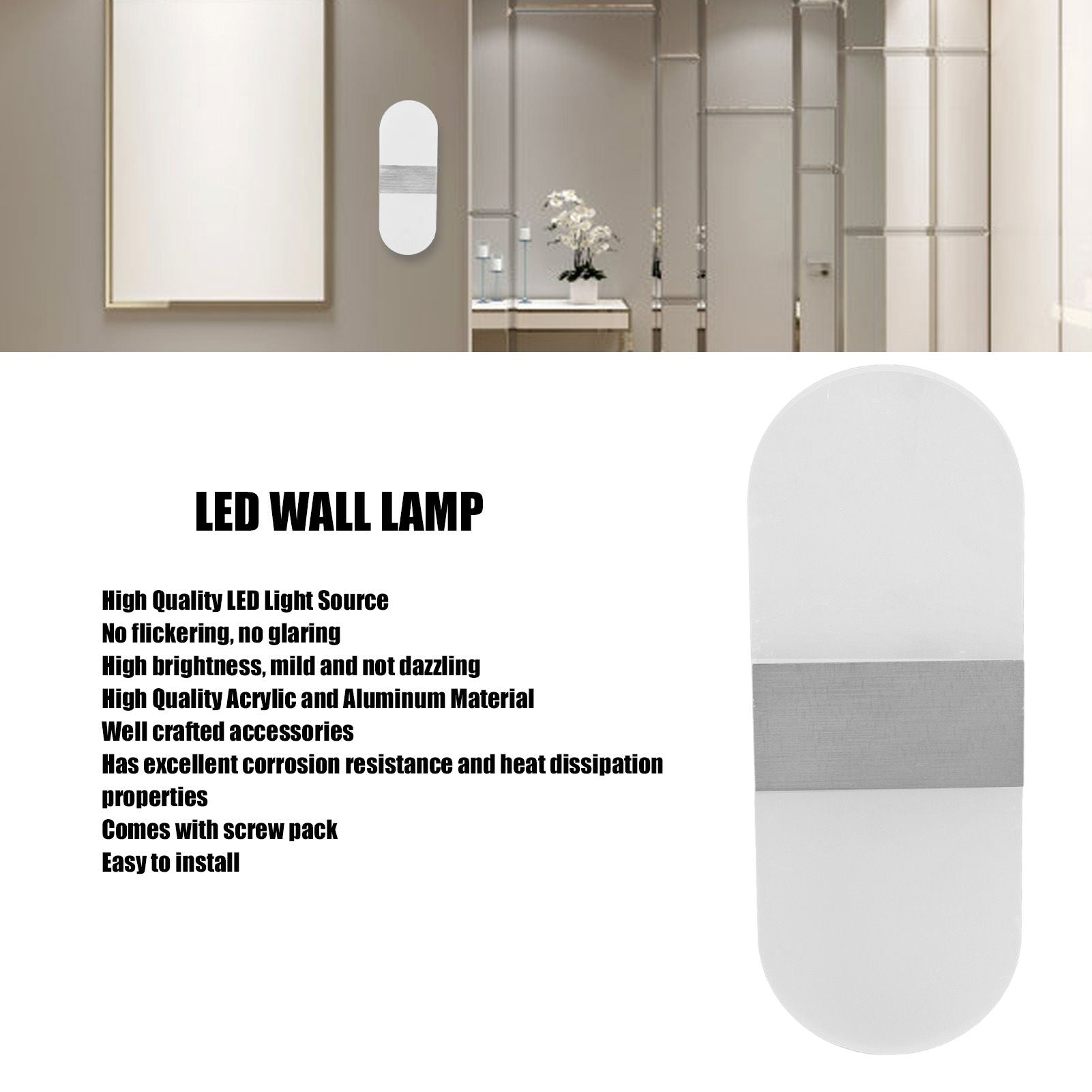 LED Wall Light Acrylic 360 degrees Up Down 6W Warm Modern Wall Lamp for Hallway Bedroom Restaurant 90-265V V1294-YM0523-3119220037113