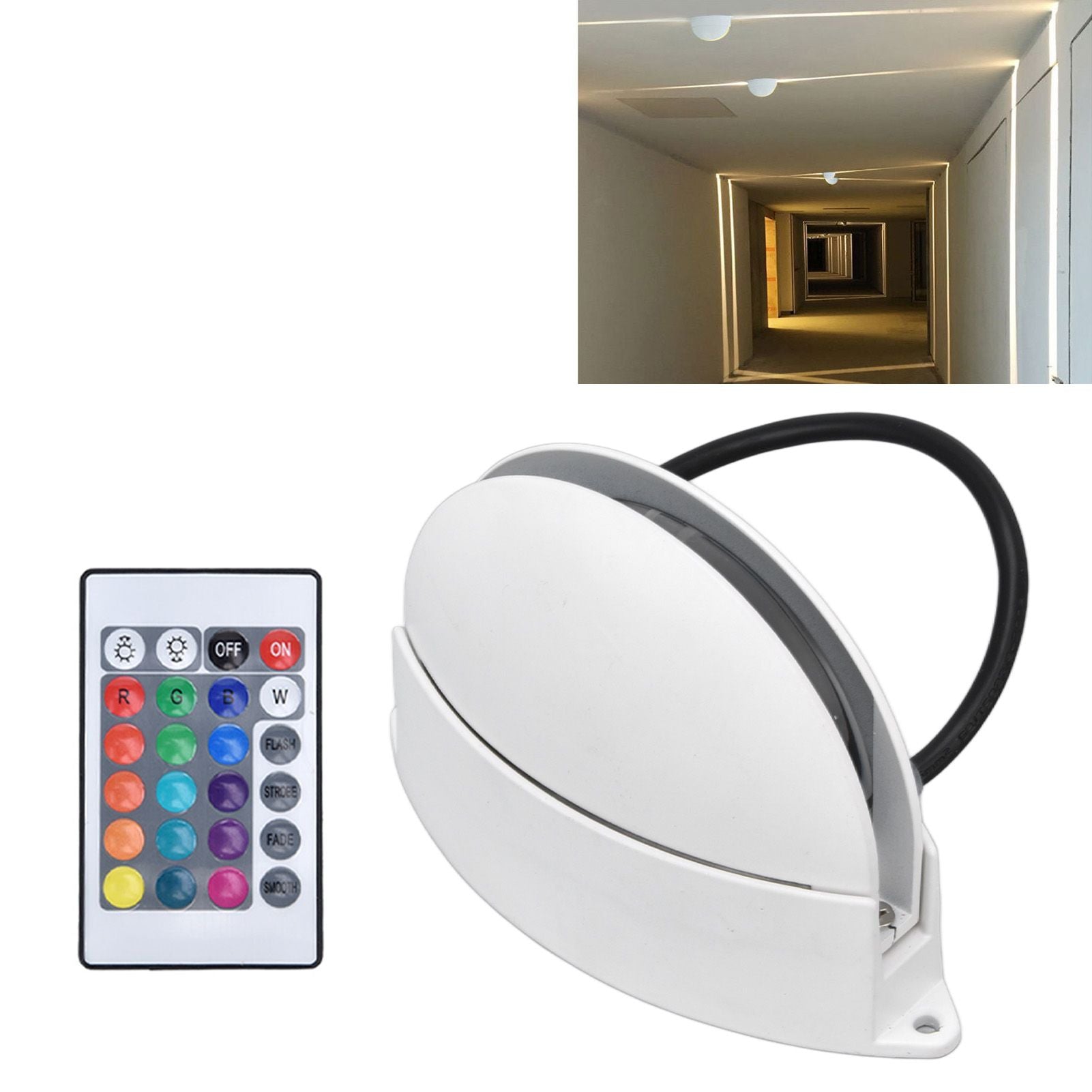 RGB Remote Control Wall Light Fashionable 24 Key High Brightness Semicircle RGB RC Wall Light for Corridor V1294-YM0523-3119220040111