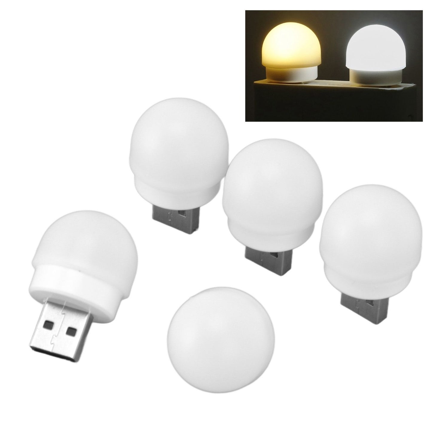 5pcs USB Night Lights Plug In Energy Saving Eye Protection Mini LED Bulb for Bedroom Bathroom Nursery Hallway V1294-YM0523-3119220041911
