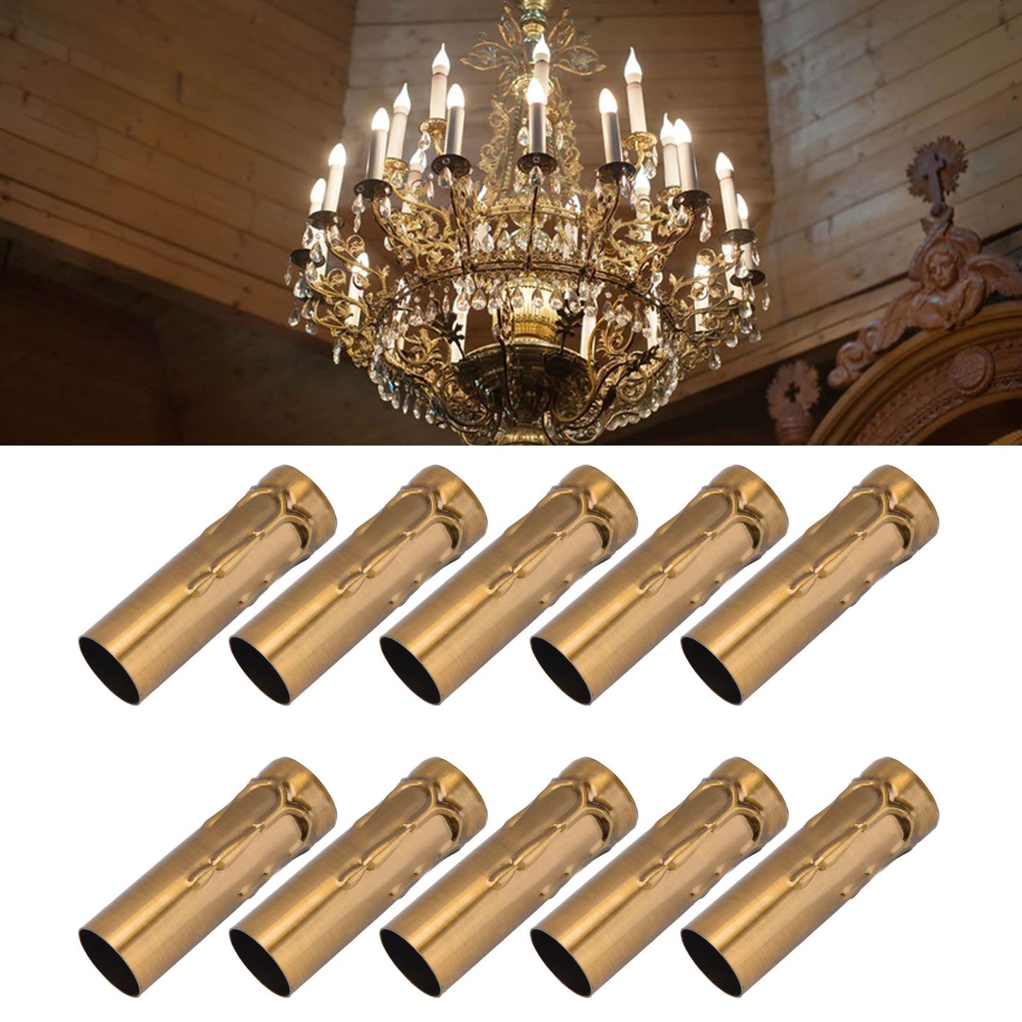 10Pcs E14 Metal Tube for Candle Lamp Holder Lamp Base Lighting Accessories 25x80mm Gold Bronze V1294-YM0523-3119220043118